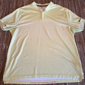 Tiger Woods Nike DRI-FITADV Blade Collar Golf Shirt Neon Yellow Green Size XL